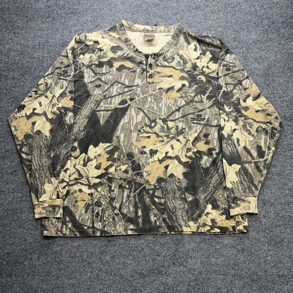 Jerzees Outdoors Camo Long Sleeve T Shirt Size XL Distressed Faded Hunting